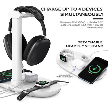 Headphone Stand: Suguder 4-in-1 Charging Station with 15W – Close-up Detail