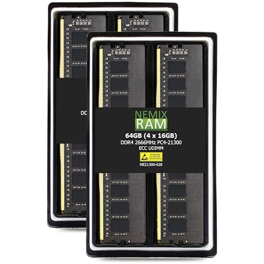 Memory Nemix: NEMIX RAM 64GB 4x16GB DDR4 2666MHz PC4-21300 – Front View