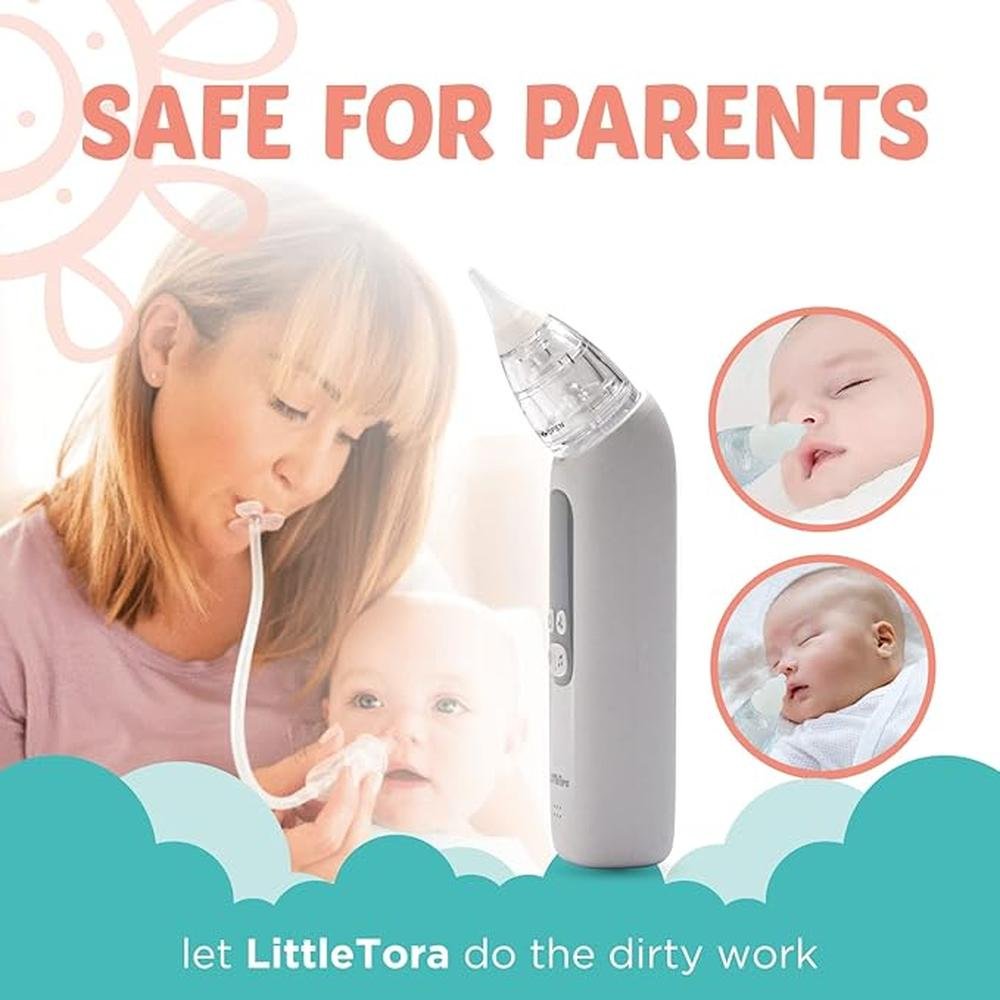 Baby Nasal Aspirator: LittleTora Rechargeable Electric Nose – In Use