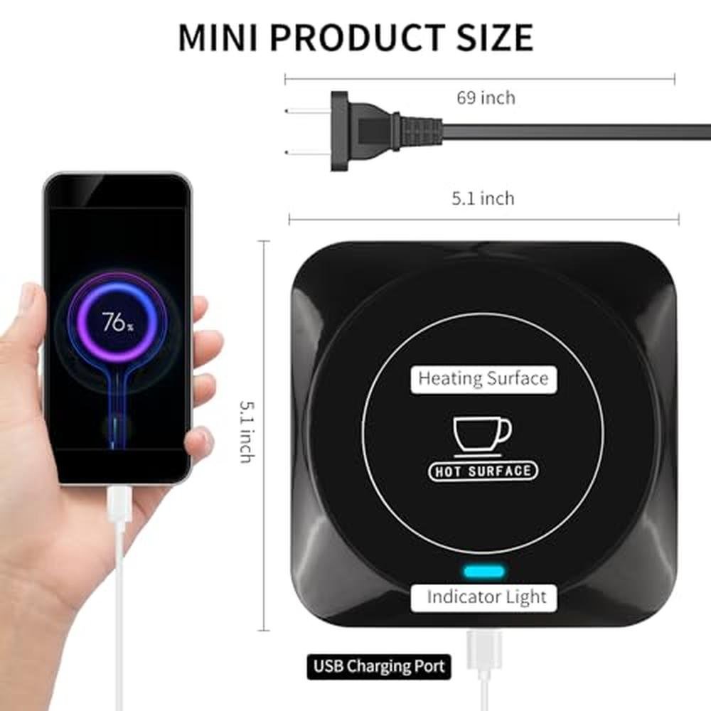 Coffee Warmer: Smart USB Coffee Cup Warmer with – Side View