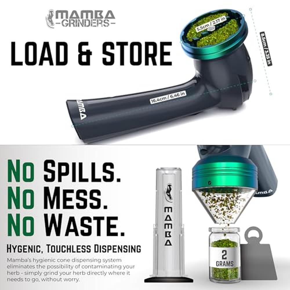 Mamba Loader XL 2g Gray: Electric Herb Grinder – Close-up Detail