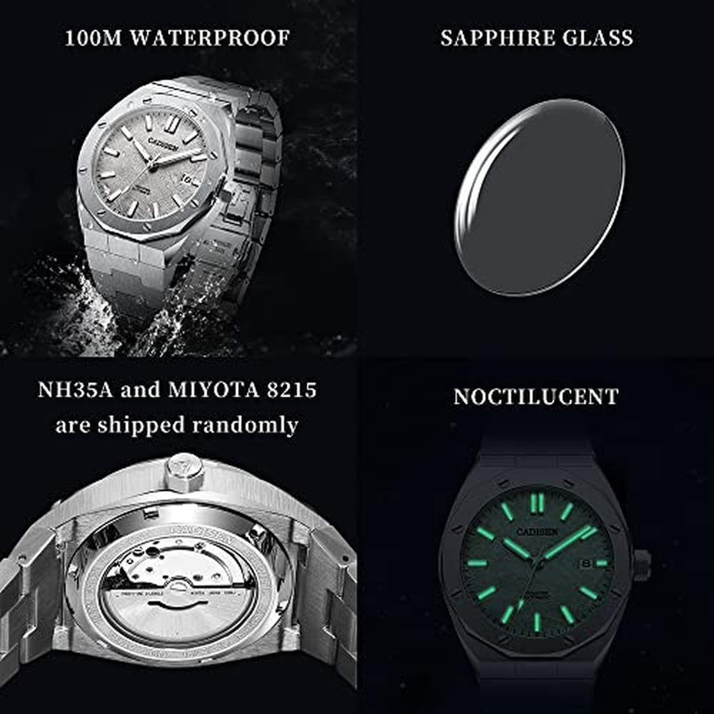 CADISEN Men Watches Mechanical Automatic Watch 100M – Close-up Detail