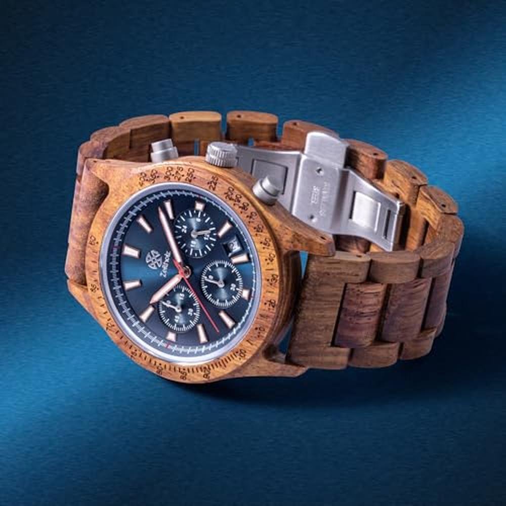 Wood Watch: Zeitholz New Bergen 42mm Chronograph Watch – Close-up Detail