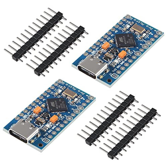 AITRIP 2PCS Pro Micro ATmega32U4 5V 16MHz Type-C – Front View