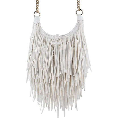 Women's Fringed Faux Suede Leather Cross Body Bag Chain – Close-up Detail