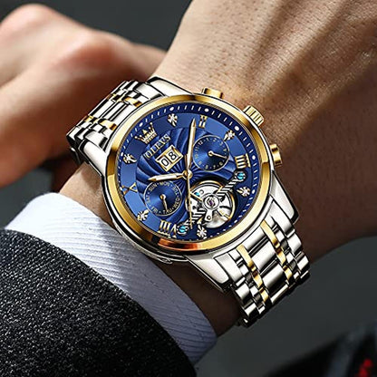 Olevs Men's Luxury Automatic Watch Skeleton 5 Hands – Side View