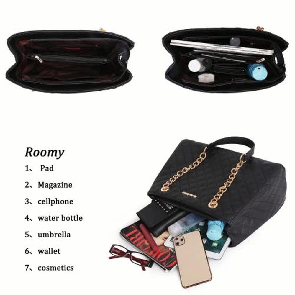 Montana West Tote Bag: Quilted Chain Handbag for Women – In Use
