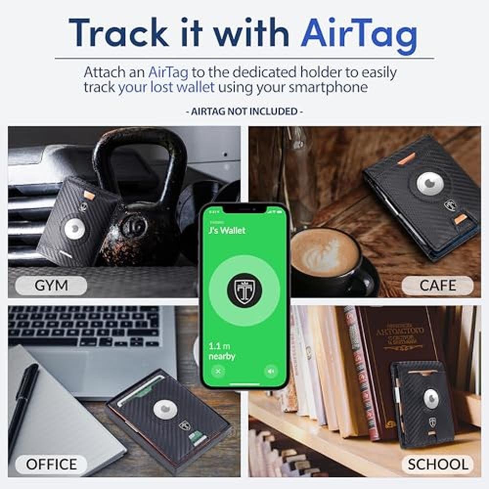 Wallet Travando: TRAVANDO AirTag Wallet Mens Wallet with – Side View