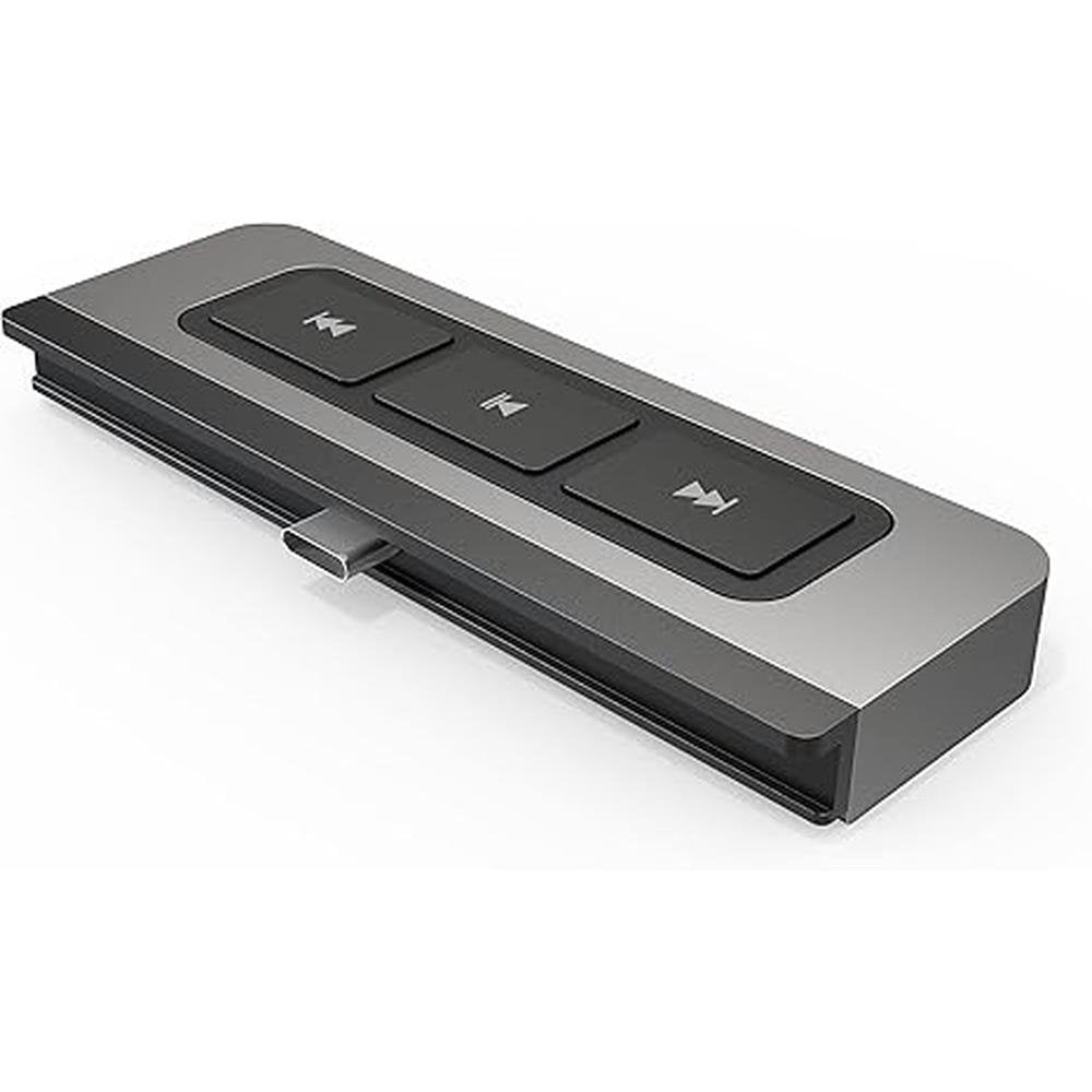 HyperDrive 6-in-1 USB C Hub: Premium Media Controls and – Front View