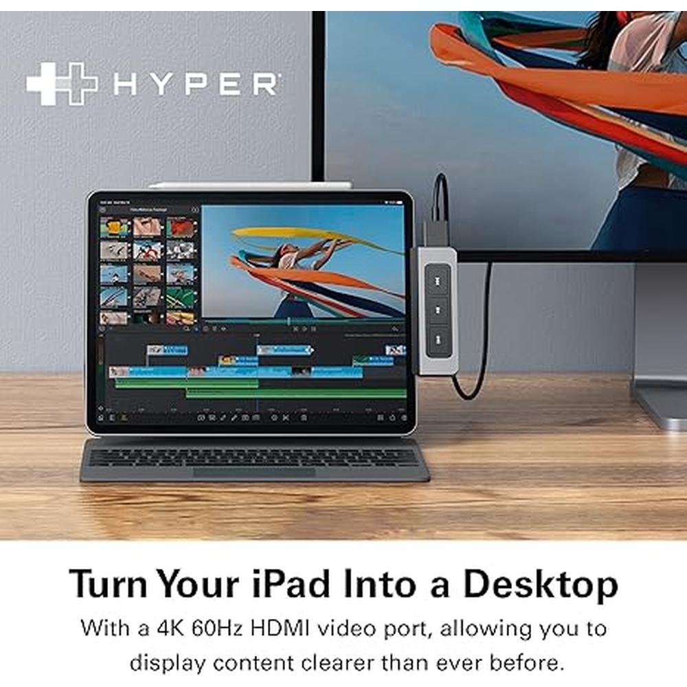 HyperDrive 6-in-1 USB C Hub: Premium Media Controls and – Side View