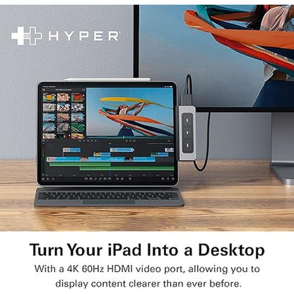 HyperDrive 6-in-1 USB C Hub: Premium Media Controls and – Side View