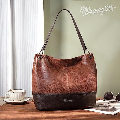 Hobo Purses: Wrangler WG20 918BR Leather Hobo Bag – Side View