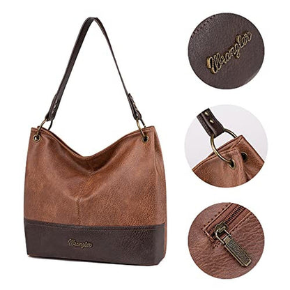 Hobo Purses: Wrangler WG20 918BR Leather Hobo Bag – Close-up Detail