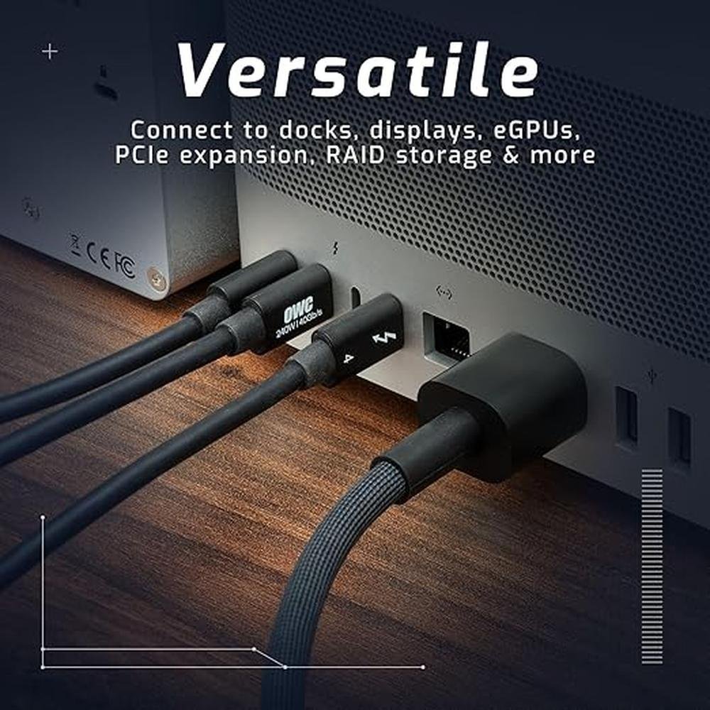 OWC 28-Inch Thunderbolt 4 and USB-C Cable with 40 GBPS Data – Side View