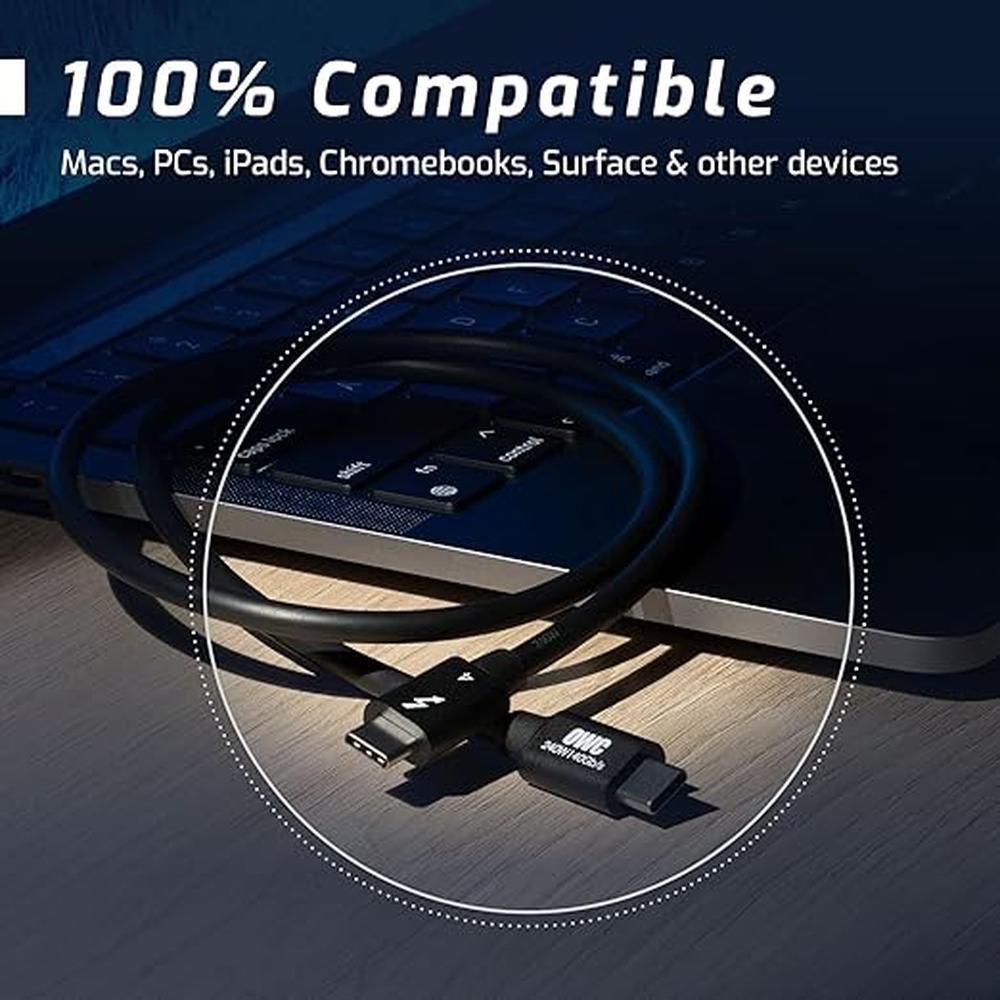 OWC 28-Inch Thunderbolt 4 and USB-C Cable with 40 GBPS Data – Close-up Detail