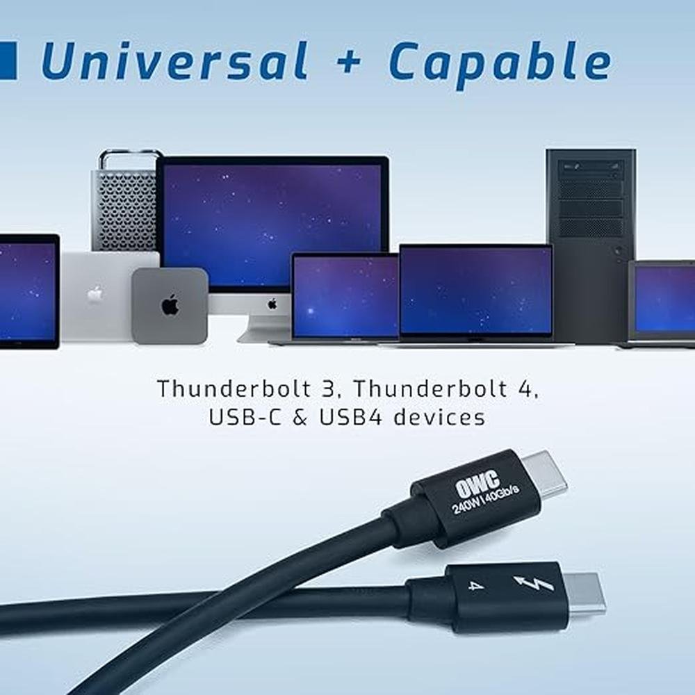 OWC 28-Inch Thunderbolt 4 and USB-C Cable with 40 GBPS Data – In Use