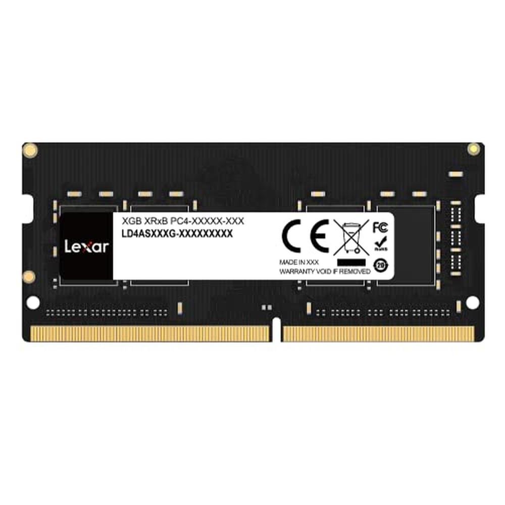 Lexar 16GB: Lexar Single DDR4 SODIMM RAM 3200MT/s CL22 – Front View