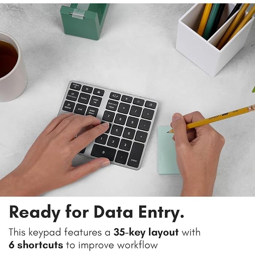 Macally Bluetooth Number Pad: Macally Slim Aluminum Design – Side View