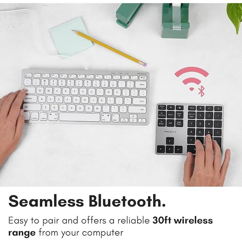 Macally Bluetooth Number Pad: Macally Slim Aluminum Design – Close-up Detail