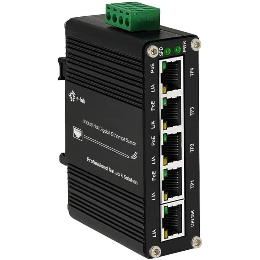 Industrial 5-Port Gigabit PoE Switch – Front View
