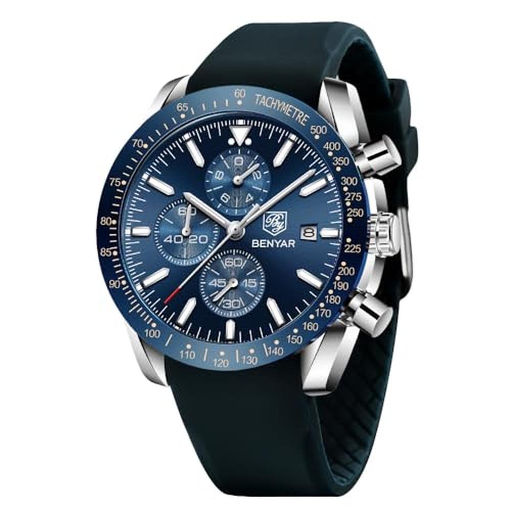 Watches Men: BY BENYAR Analog Quartz Chronograph Waterproof – Front View