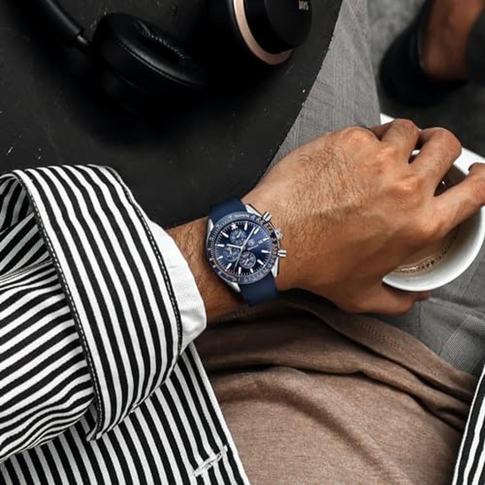 Watches Men: BY BENYAR Analog Quartz Chronograph Waterproof – Close-up Detail