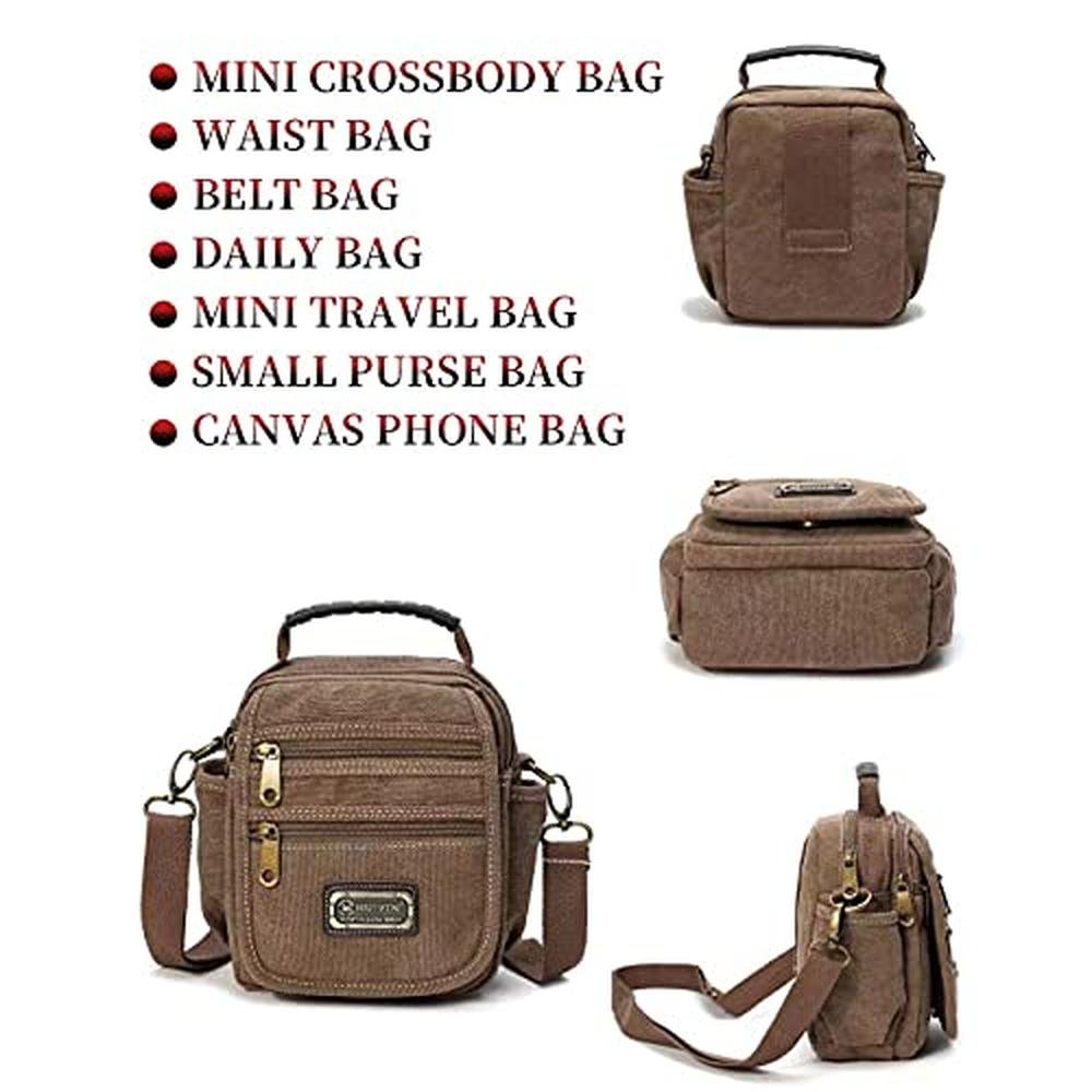 Bag Man: Small Canvas Crossbody Phone Purse Bag – Close-up Detail