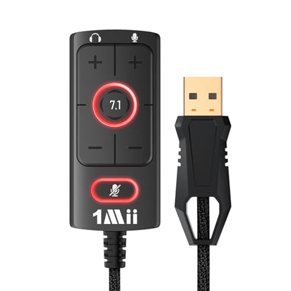 Sound Adapter: 1Mii USB Sound Card 3.5mm Jack – Front View