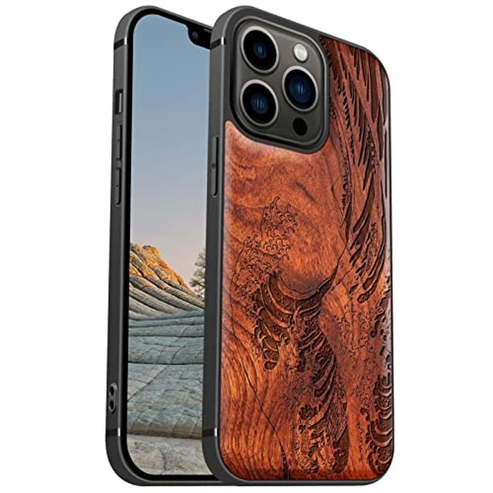Wood Case: Carveit Magnetic Wood Case for iPhone 13 Pro – Front View