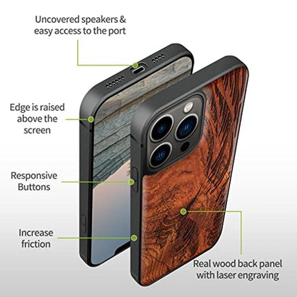 Wood Case: Carveit Magnetic Wood Case for iPhone 13 Pro – Close-up Detail