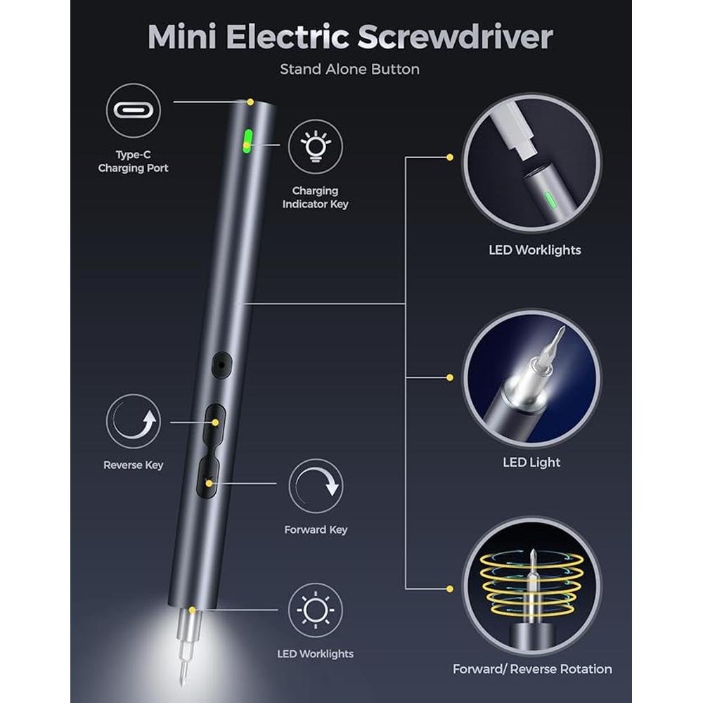 Lifegoo Screwdriver: Lifegoo Mini Electric 62-in-1 Cordless – Side View