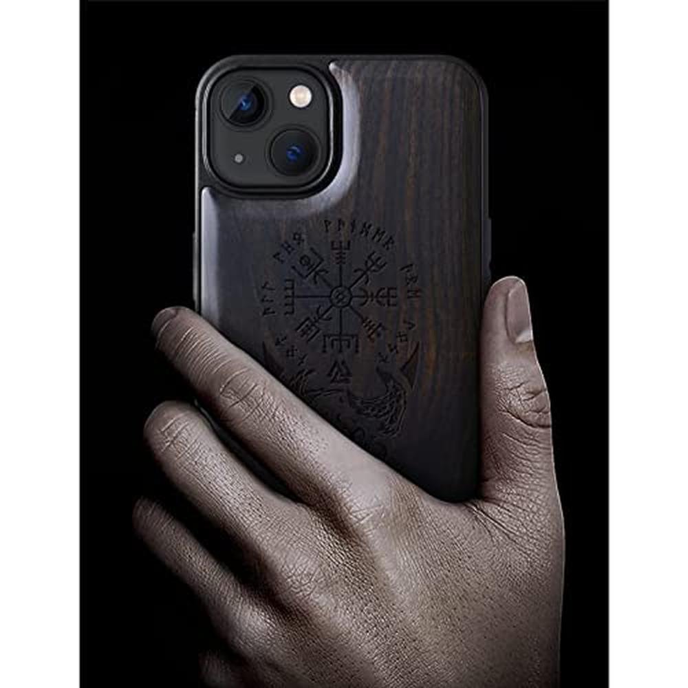 Wood Case: Carveit Magnetic iPhone 13 Case Hard Real Wood – Side View