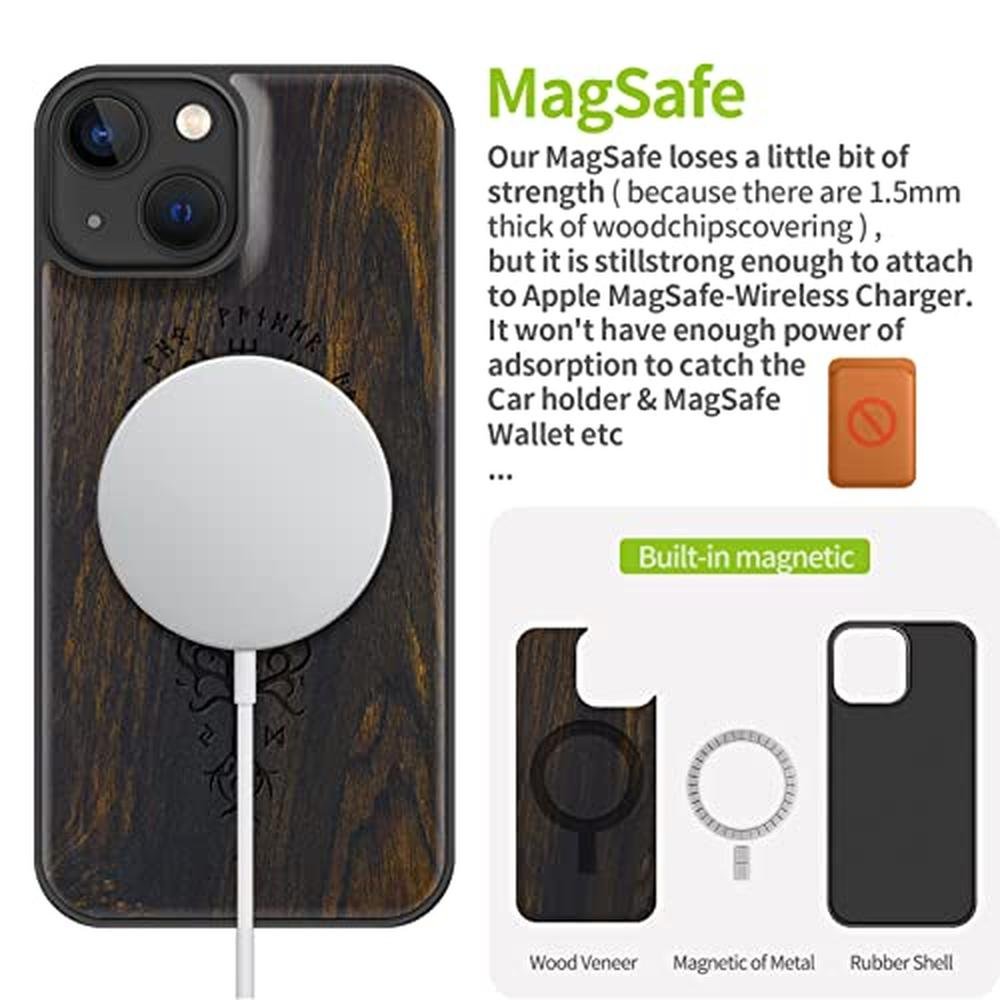 Wood Case: Carveit Magnetic iPhone 13 Case Hard Real Wood – In Use