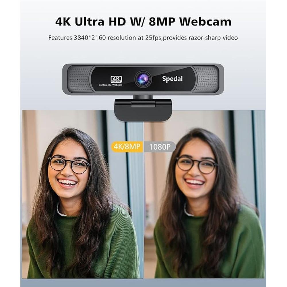 Webcam Spedal: Spedal 4K UHD Webcam with AI Noise Reduction – Side View