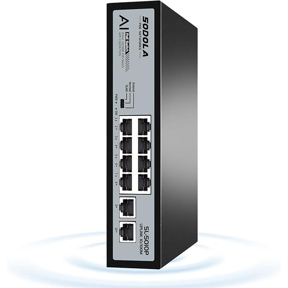 8 Port PoE Switch 100Mbps/8 PoE+ Port – Front View