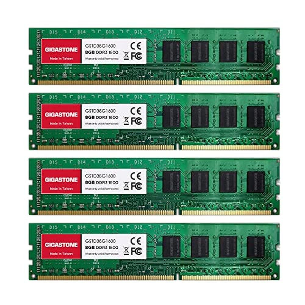 DDR3 PC3-12800: GIGASTONE 32GB Kit 4x8GB DDR3L 1600MHz – Front View