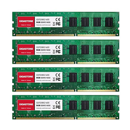 DDR3 PC3-12800: GIGASTONE 32GB Kit 4x8GB DDR3L 1600MHz – Front View