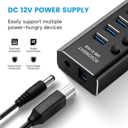 Powered USB Hub: Rosonway 10 Port USB 3.1/3.2 Gen 2 Hub – Packaging