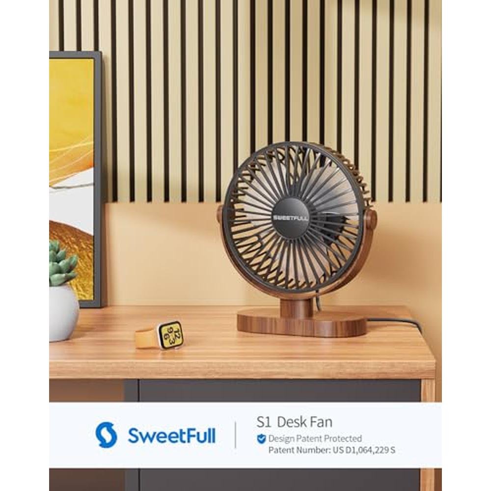 Sweetfull Fan: Sweetfull 6.5 Inch USB Small Desk Fan 3 – Side View