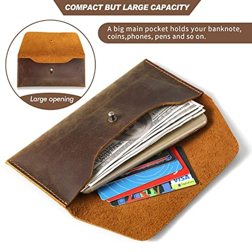 Ringsun Leather Money Cash Envelopes Wallet for Men – Close-up Detail