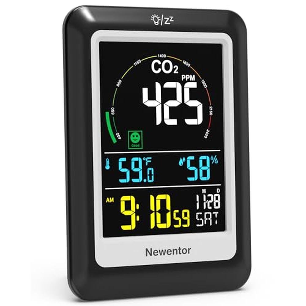Newentor CO2 Monitor: Indoor Air Quality Meters – Front View