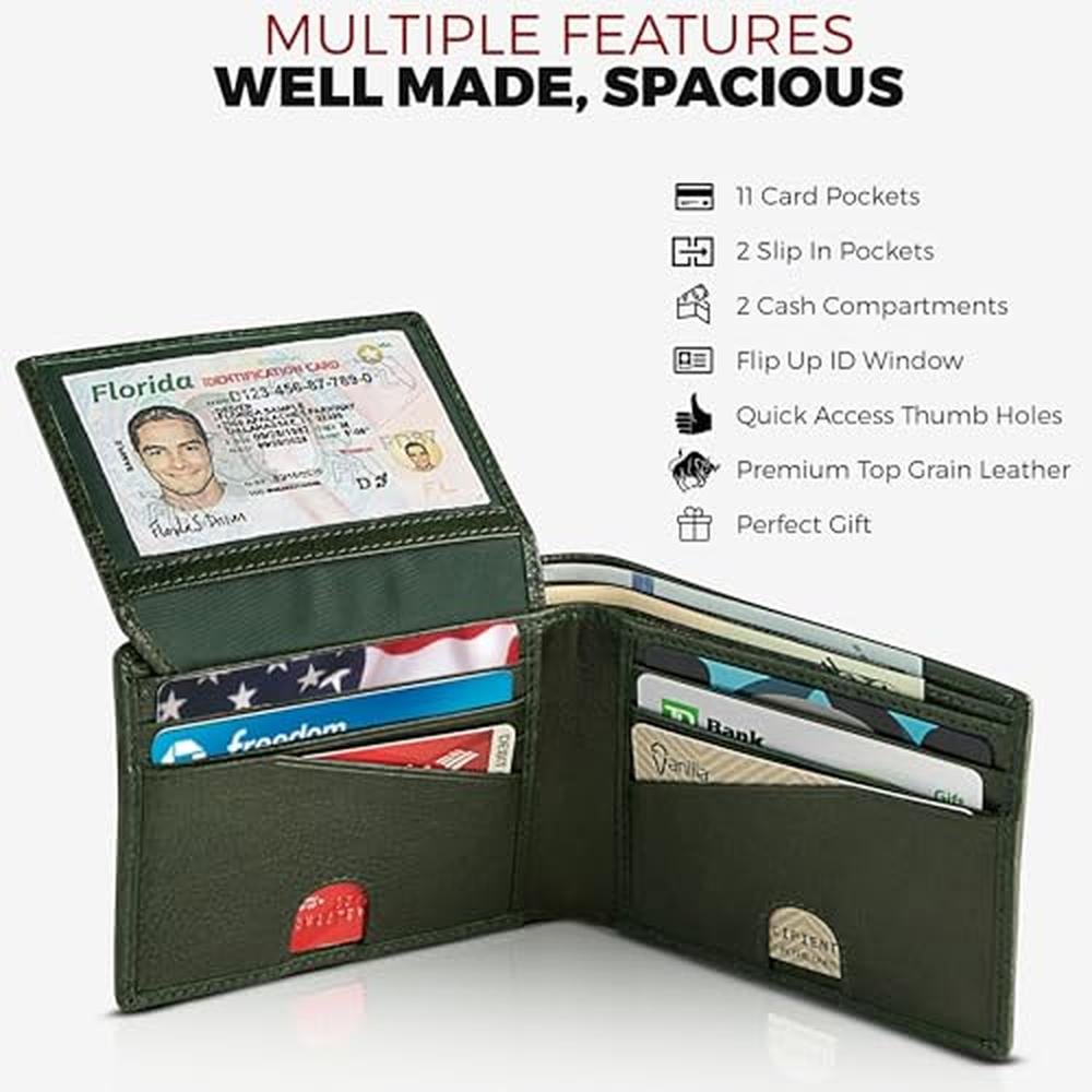 Bifold RFID: Premium Buffalo Leather Wallet – Side View