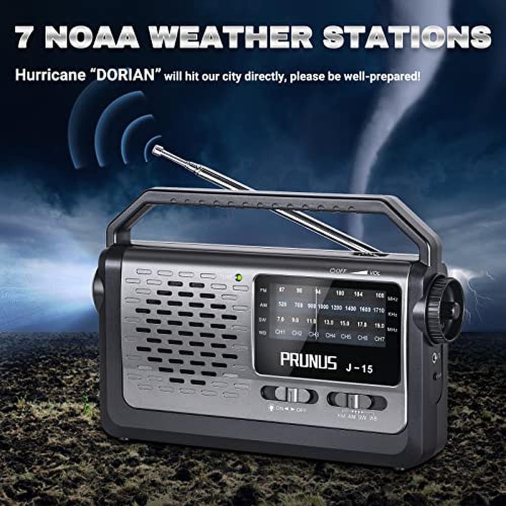Radio Prunus: PRUNUS NOAA Weather AM FM Portable Radio – Side View