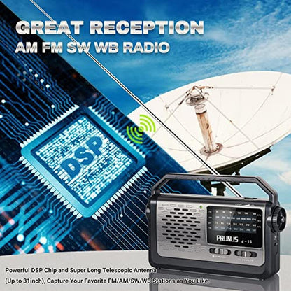 Radio Prunus: PRUNUS NOAA Weather AM FM Portable Radio – Close-up Detail