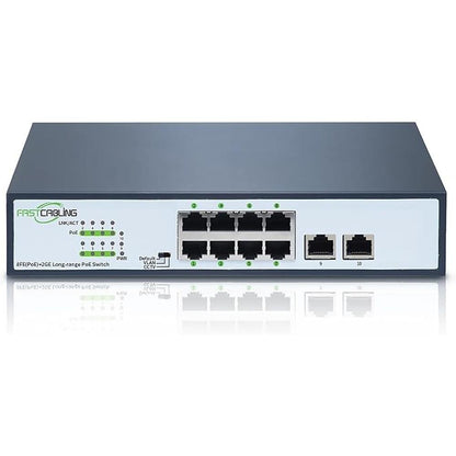 1500ft 8 Port Long Range PoE+ Switch – Front View