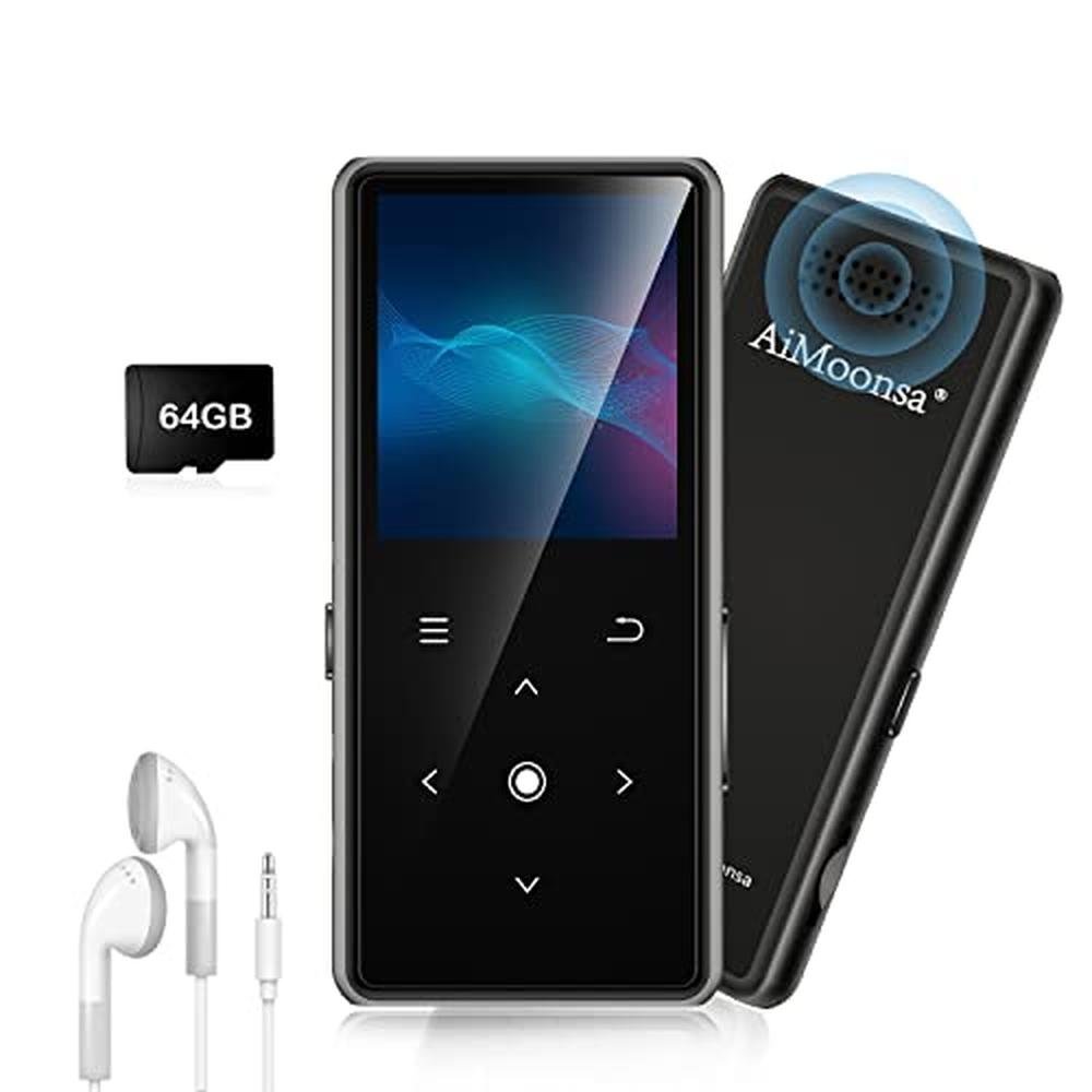 MP3 Player 64GB: AiMoonsa Music Player with Bluetooth 5.2 – Front View