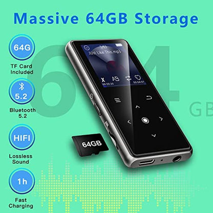 MP3 Player 64GB: AiMoonsa Music Player with Bluetooth 5.2 – Close-up Detail