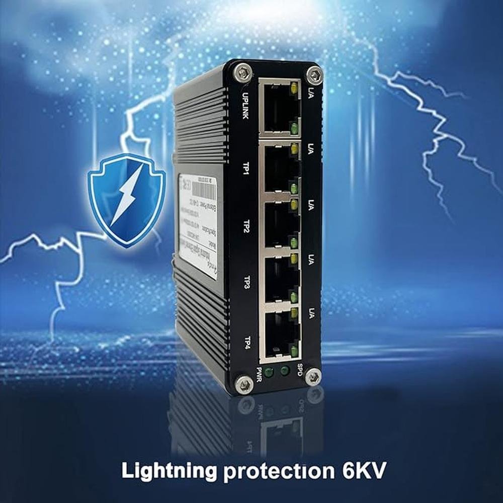 Hardened Industrial Gigabit Ethernet Switch 5-Port Mini – Close-up Detail
