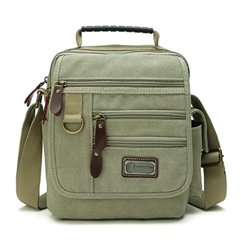 Sunsomen Bag: Mens Canvas Shoulder Bag Small Messenger – Front View