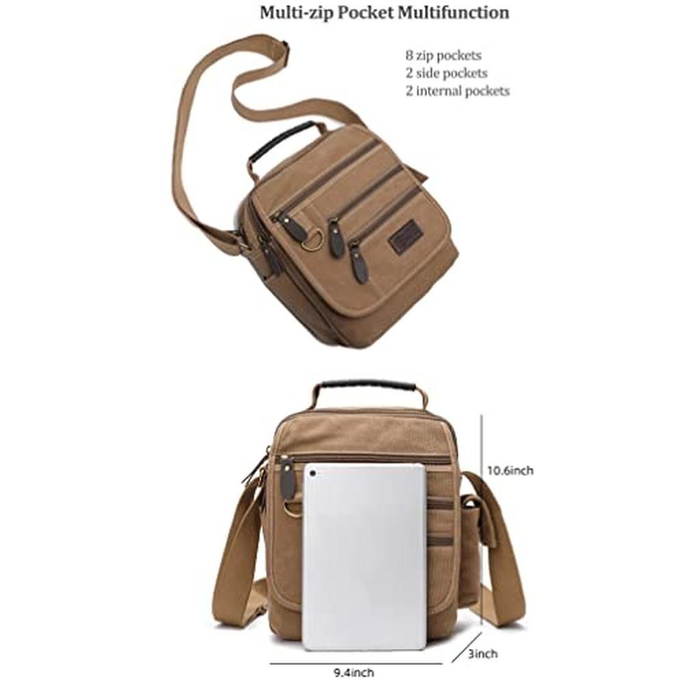 Sunsomen Bag: Mens Canvas Shoulder Bag Small Messenger – Side View
